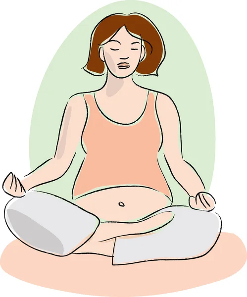 Mujer embarazada meditando Vectores de stock libres de derechos