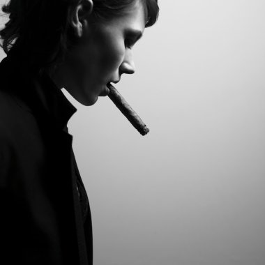 Elegant smoking woman clipart