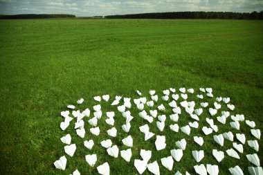 Landscape with white planes clipart