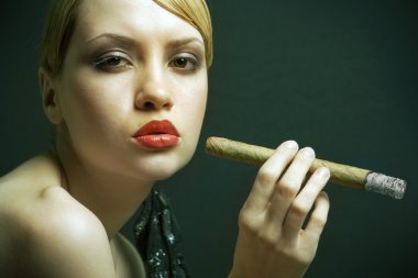 Elegant smoking woman clipart