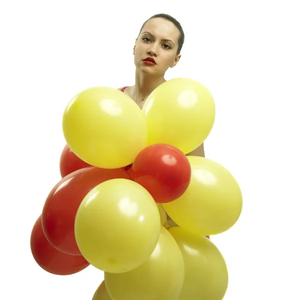 stock image Young pretty woman with balloons