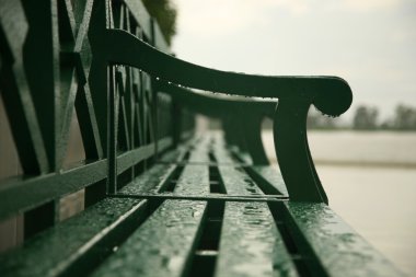 Wet town bench clipart