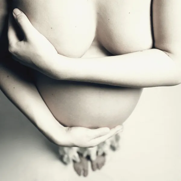 Meztelen terhes nő — Stock Fotó