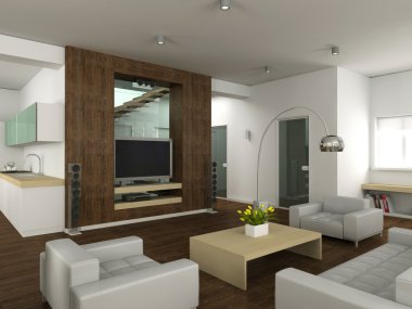 modern salon 3D interioir