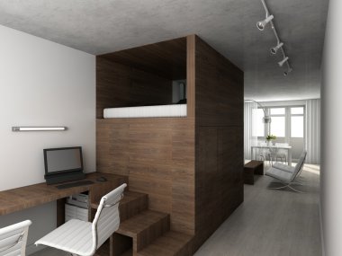 3d design of modern office. clipart