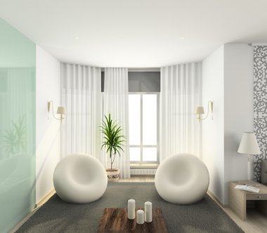 Modern interior. 3D render clipart