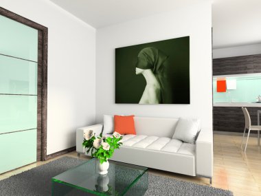 3D Interioir of modern living-room clipart