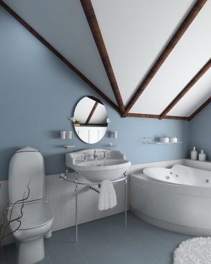 3D render interior of bathroom clipart