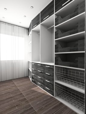 Big closet in home interior clipart