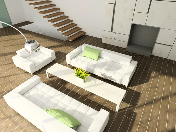 3D render modern interior of living-room — Stock Photo, Image