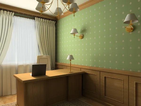 3D renderizar interior clássico do gabinete — Fotografia de Stock