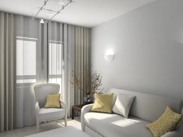 3D vykreslení moderní interiér obývacího pokoje — Stock fotografie