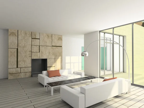 거실의 3d 렌더링 현대 인테리어 — 스톡 사진