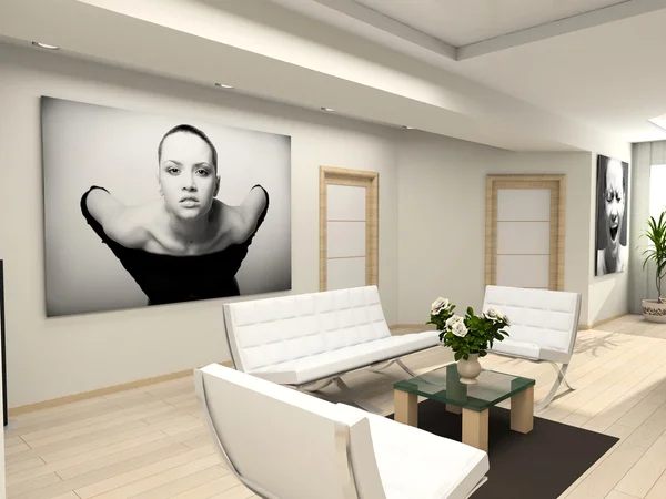 3D Interioir del salotto moderno — Foto Stock