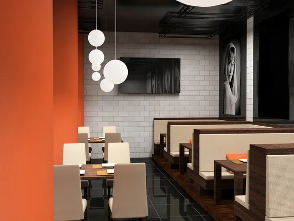 3D Interioir of modern caffe — Stock Photo, Image