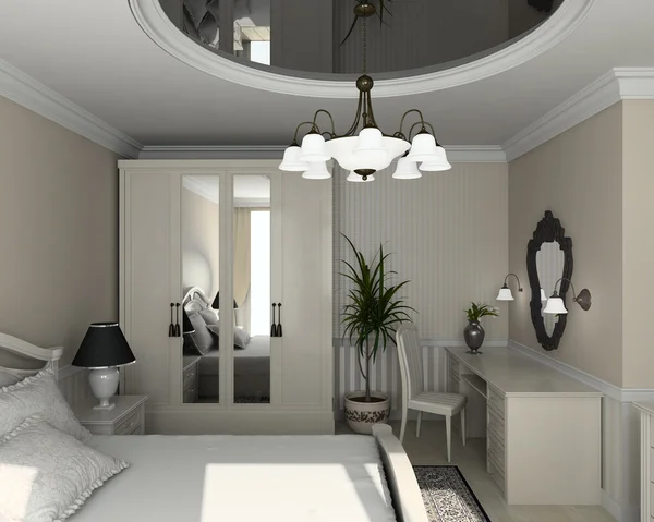 3D render classic interior of bedroom — Stock Photo, Image