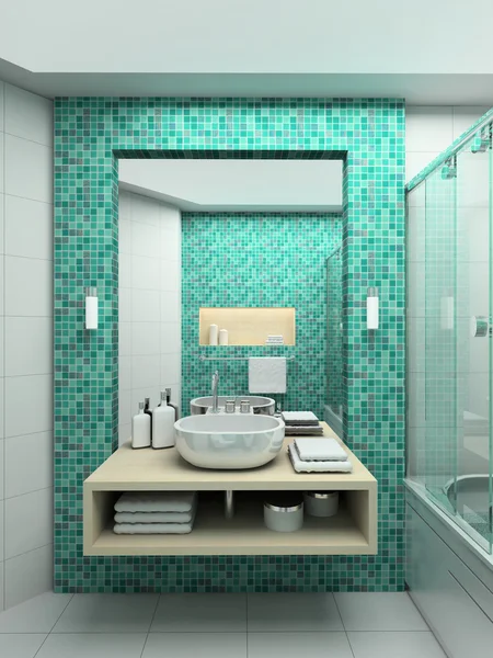 3D renderowania nowoczesne wnętrza łazienki — Zdjęcie stockowe