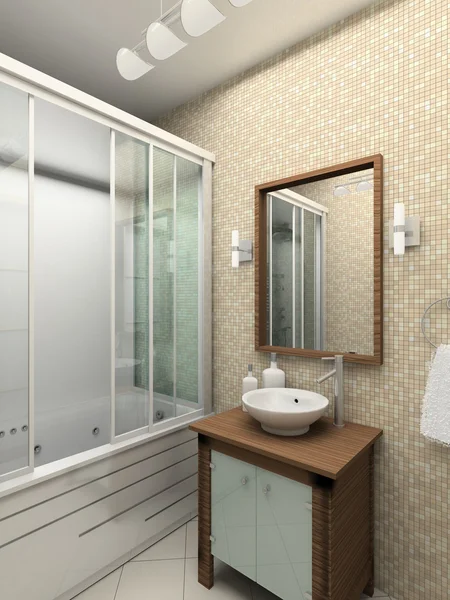 3d rendern modernes Interieur des Badezimmers — Stockfoto