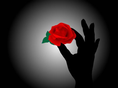 Hand holding the rose clipart