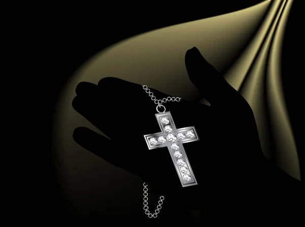 La mano sosteniendo la cruz — Archivo Imágenes Vectoriales