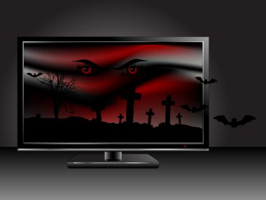 Horror in tv clipart