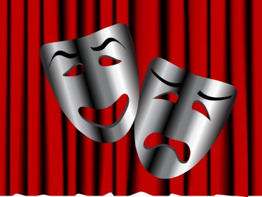 Comedy and tragedy theater masks clipart