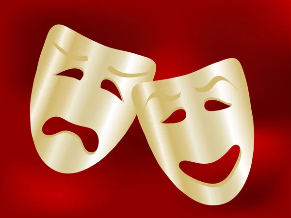 Máscaras de teatro de comédia e tragédia —  Vetores de Stock