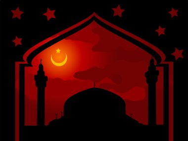 Silhouette of mosque clipart