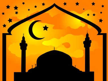 Silhouette of mosque clipart