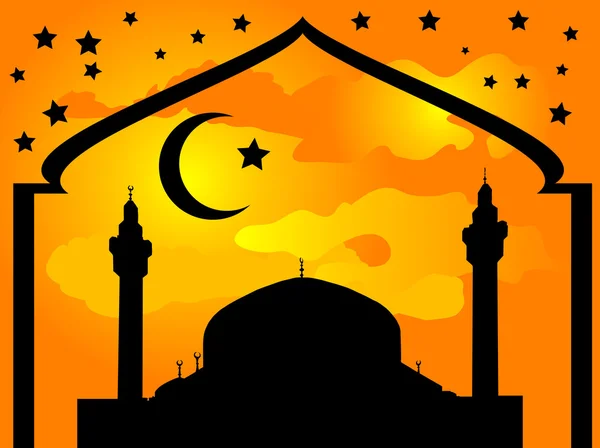 Silhouette della moschea — Vettoriale Stock