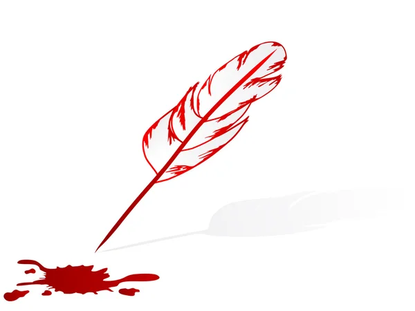 Feather pen and blood stain — Stock Vector
