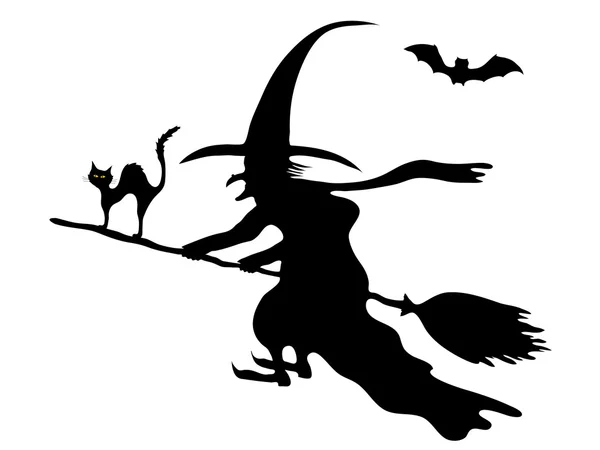 Witch on the broom — Stock Vector