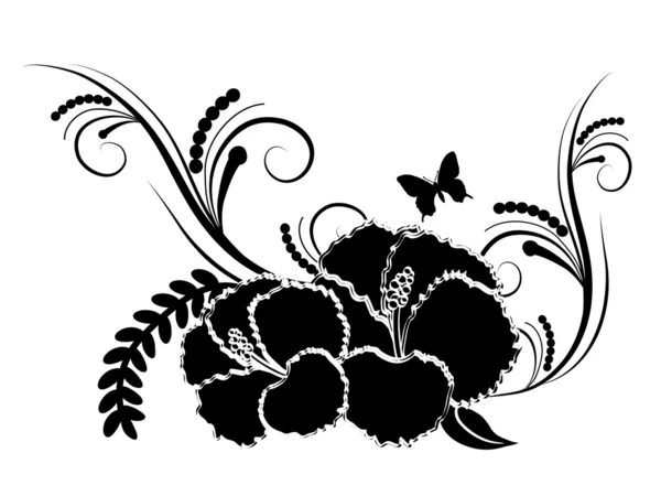 Flor preta de hibisco — Vetor de Stock