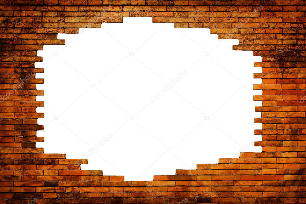 Brick wall with white hole Stock Photo by ©tombaky 2900589