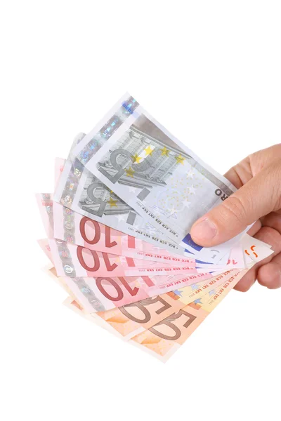 Hand met euro geld — Stockfoto