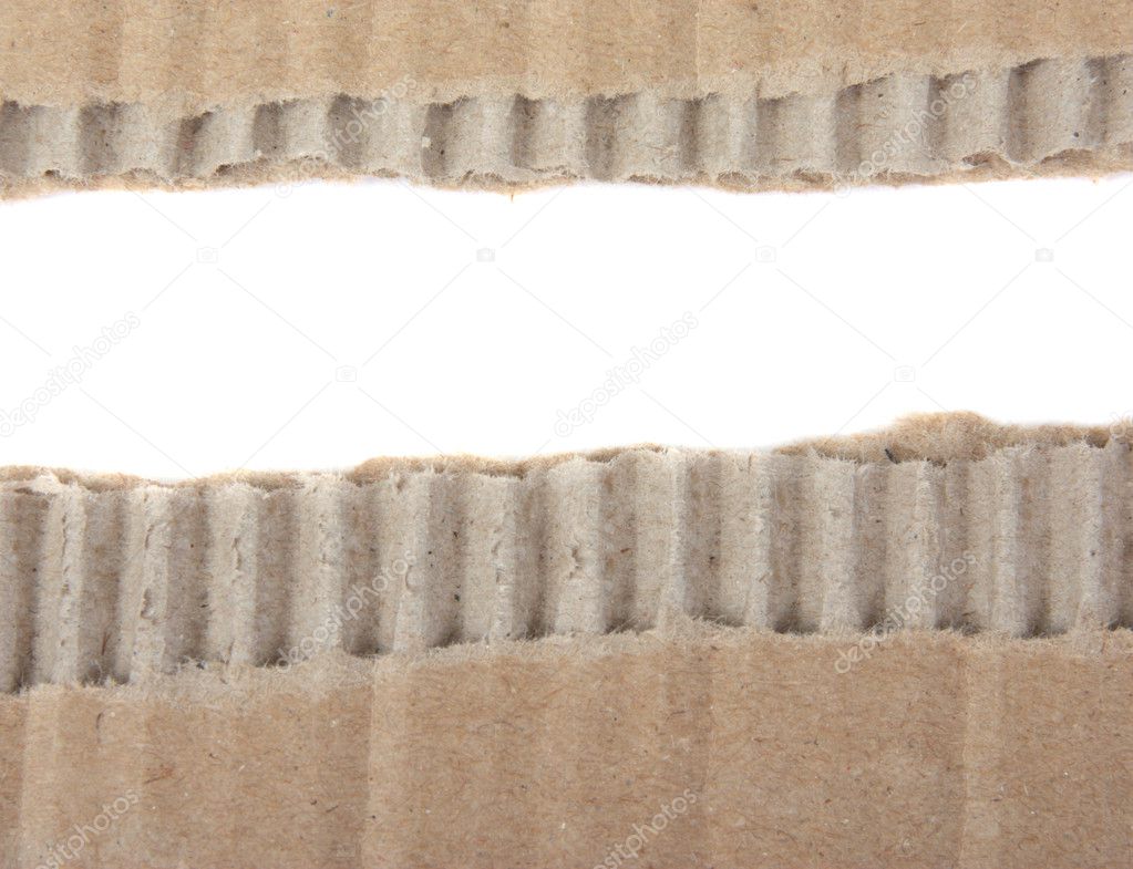 Corrugated cardboard border with a white