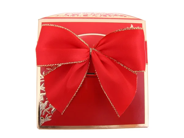 Boîte cadeau avec ruban rouge — Photo