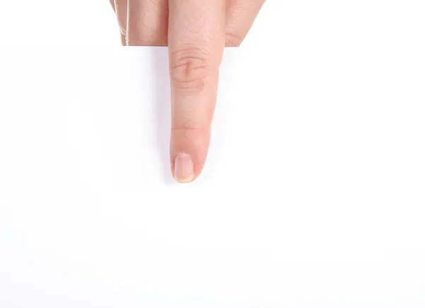 Женская рука с белой бумагой — стоковое фото
