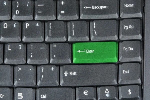 Computer keyboard with green ke — Stock Photo, Image