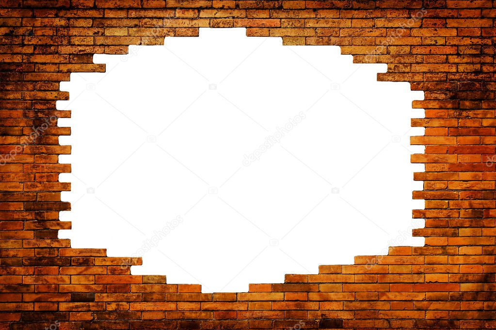 Brick wall with white hole