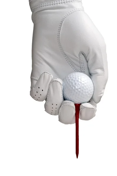 Luva de golfe, bola e T — Fotografia de Stock