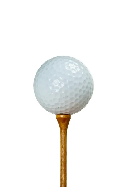 Golf ball and wooden tee — Stock Photo, Image