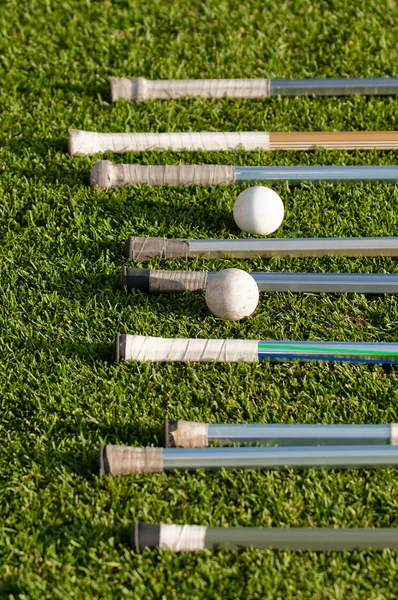 Lacrosse maniglie bastone e palle — Foto Stock