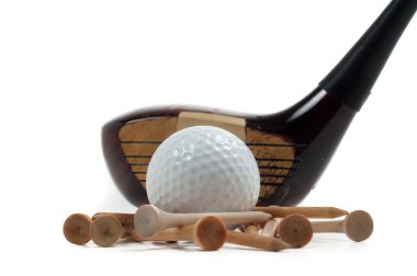 Wooden Driver with Golf Ball and Tees clipart