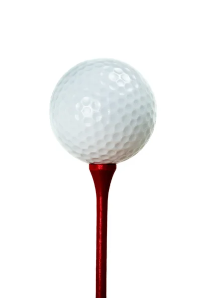 Balle de golf et tee rouge — Photo