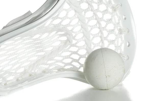 Cabeça de lacrosse branco com bola — Fotografia de Stock