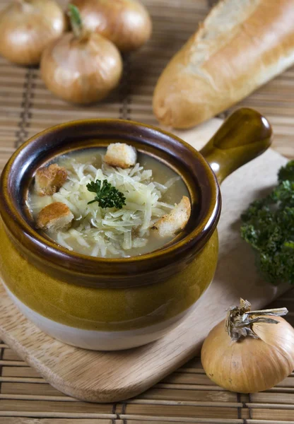 Французька цибульний суп — стокове фото
