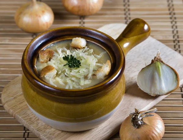 Zupa cebulowa francuski — Zdjęcie stockowe
