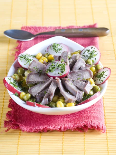Salad from a beef tongue — Stock Photo, Image