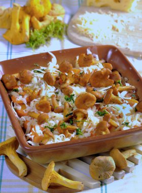 Kızarmış altın chanterelles iştah açıcı